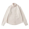 American Oxford fabric top with women's embroidered and printed casual short-sleeved shirt. Multi-color loose and versatile solid color shirt Item Picture